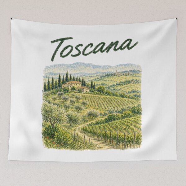 Item preview, Tuscan illustration in colored pencil style designed and sold by JOANNASKAH.