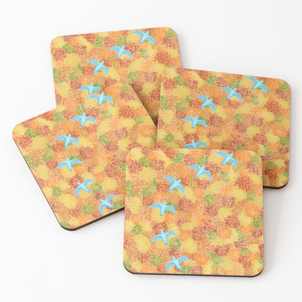 Item preview, A bird flying over a forest of autumn colors designed and sold by greenPQBstudio.