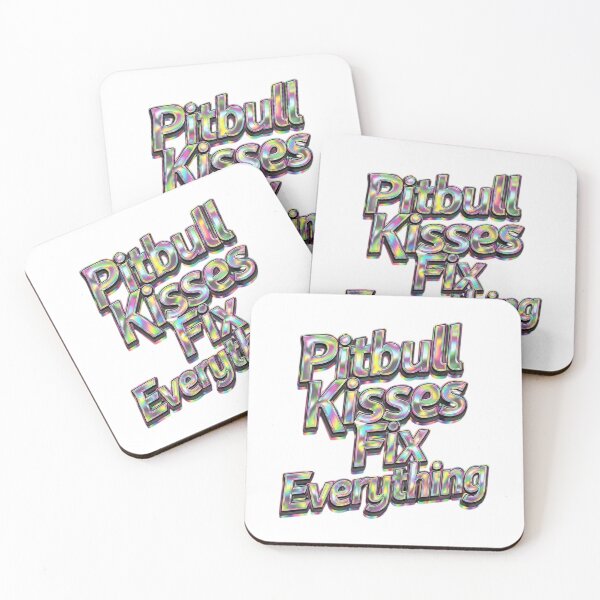 Item preview, Pitbull Kisses Fix Everything - Holographic 3D Iridescent Metallic Typography designed and sold by My Pitbull Place.
