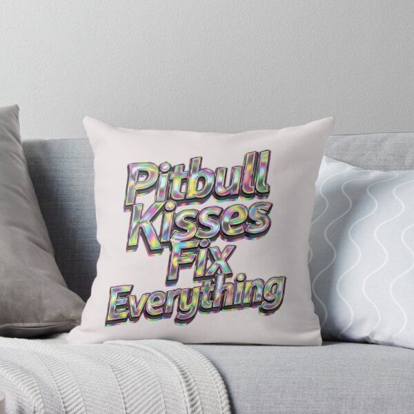 Item preview, Pitbull Kisses Fix Everything - Holographic 3D Iridescent Metallic Typography designed and sold by My Pitbull Place.