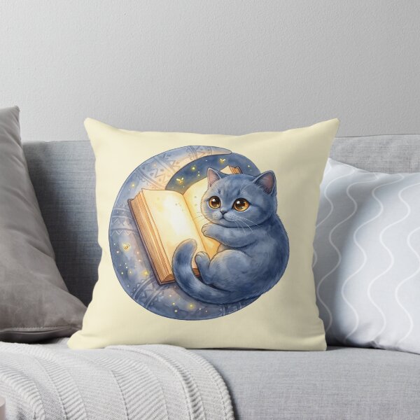 Item preview, Moonlit Bookish Blue Cat Dreamscape designed and sold by MythicCotton.