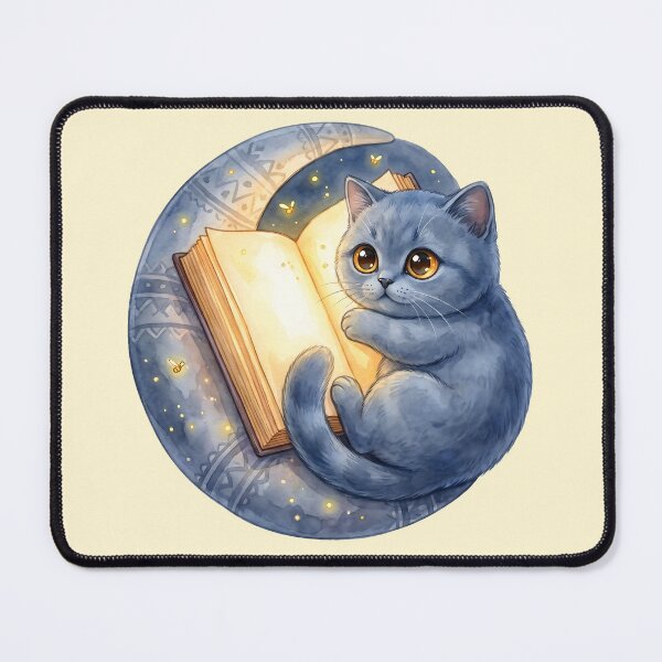 Item preview, Moonlit Bookish Blue Cat Dreamscape designed and sold by MythicCotton.