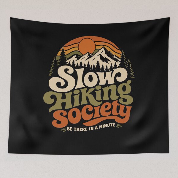 Item preview, Logotipo retro de montaña de Slow Hiking Society designed and sold by tshirtexpressiv.
