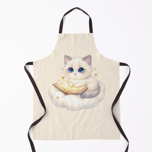Item preview, Dreamy Blue-Eyed Kitten Reading on Cloud designed and sold by MythicCotton.