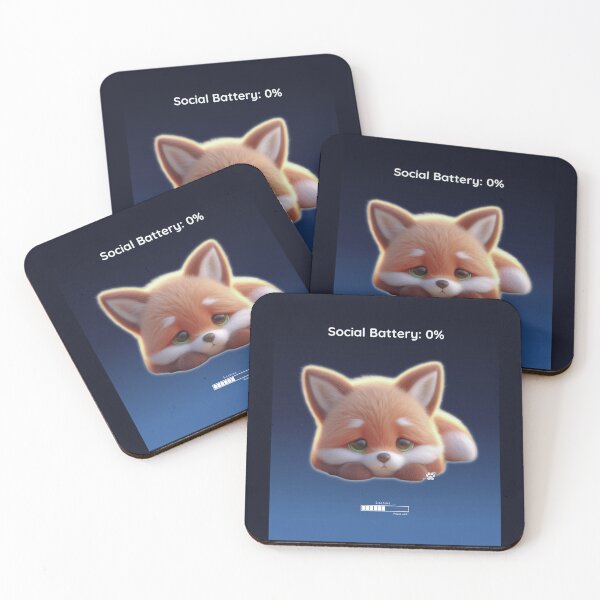 Item preview, Social Battery 0% Fox – Cute Low Energy Kawaii Animal Night Aesthetic Design designed and sold by lunadesignsmoon.