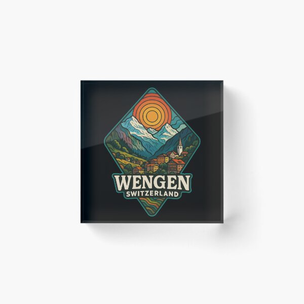Item preview, Wengen Switzerland Mountains Trippy Art Retro designed and sold by TomFrontierArt.