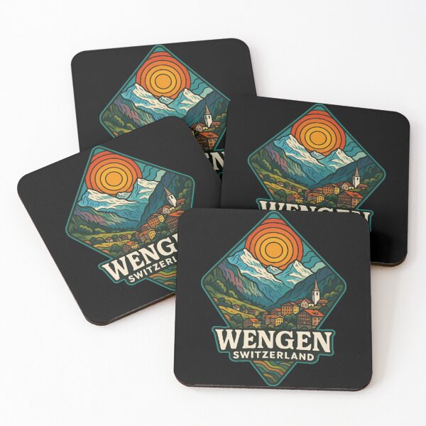 Item preview, Wengen Switzerland Mountains Trippy Art Retro designed and sold by TomFrontierArt.