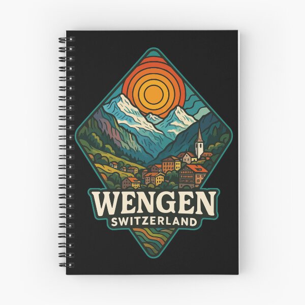 Item preview, Wengen Switzerland Mountains Trippy Art Retro designed and sold by TomFrontierArt.