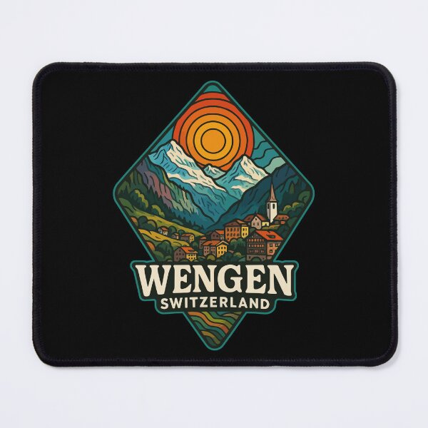 Item preview, Wengen Switzerland Mountains Trippy Art Retro designed and sold by TomFrontierArt.