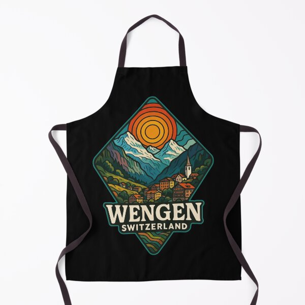 Item preview, Wengen Switzerland Mountains Trippy Art Retro designed and sold by TomFrontierArt.