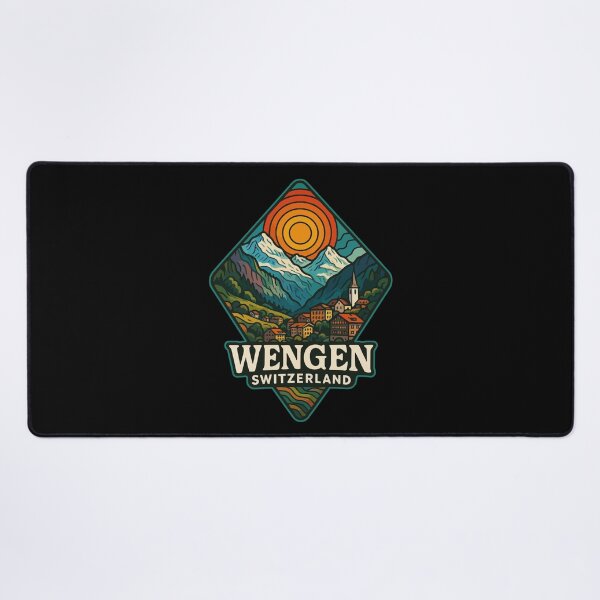 Item preview, Wengen Switzerland Mountains Trippy Art Retro designed and sold by TomFrontierArt.