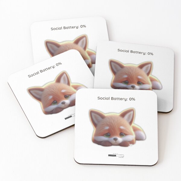 Item preview, Social Battery 0% Fox – Cute Introvert Kawaii Animal | Transparent Background Design designed and sold by lunadesignsmoon.