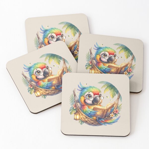 Item preview, Rainbow Parrot Reading in Tropical Hammock designed and sold by MythicCotton.