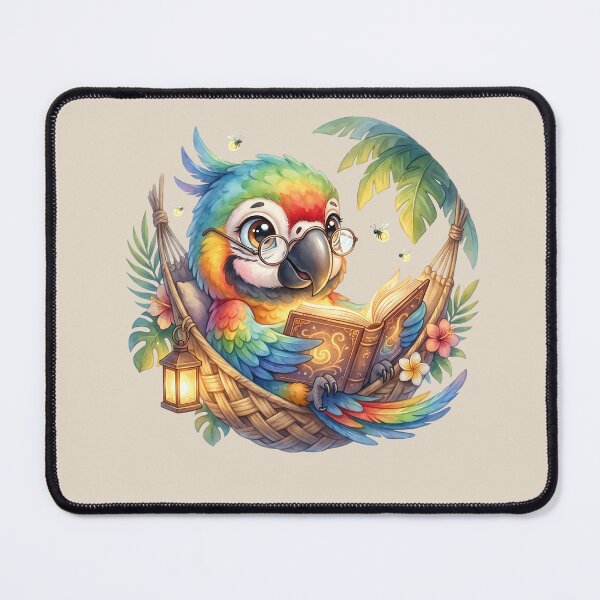 Item preview, Rainbow Parrot Reading in Tropical Hammock designed and sold by MythicCotton.