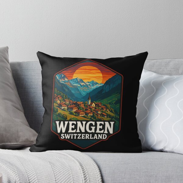 Artikelvorschau, Wengen Schweiz Alpen Retro entworfen und verkauft von TomFrontierArt.