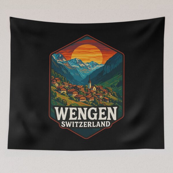Item preview, Wengen Switzerland Alps Retro designed and sold by TomFrontierArt.