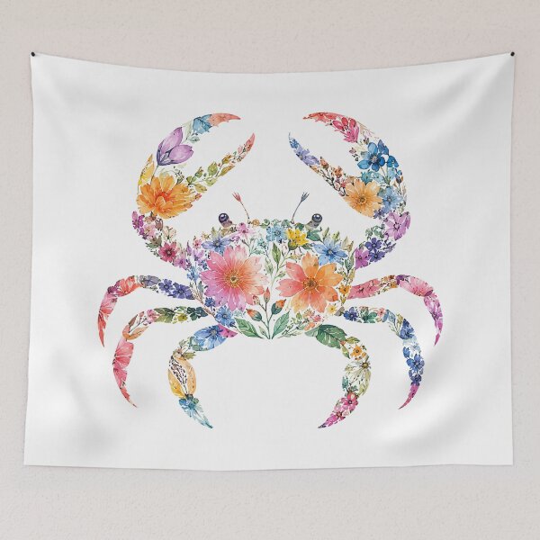 Item preview, Floral Crab Sea Creatures Flower Marine Life designed and sold by YalenArt.