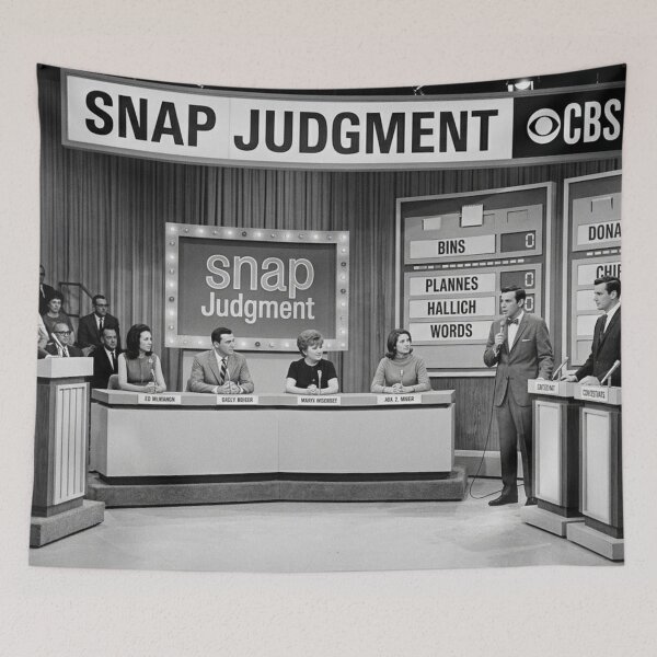 Item preview, Black and White Retro Game Shows: Snap Judgment designed and sold by Uniqueartai.