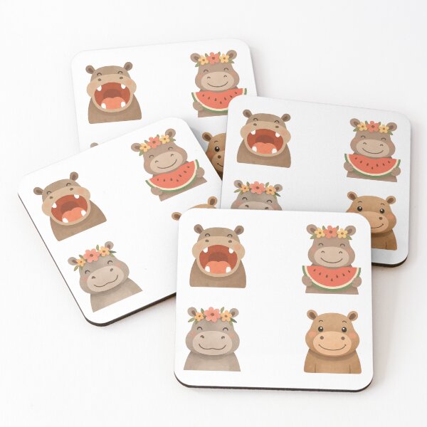 Item preview, Cute Watercolor Hippo Sticker Pack – 4 Adorable Kawaii Hippopotamus Designs Set designed and sold by BeaMiciaDoodles.