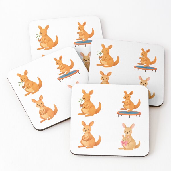 Item preview, Cute Watercolor Kangaroo & Baby Sticker Pack – 4 Adorable Kawaii Kangaroo Mom and Joey Designs Set designed and sold by BeaMiciaDoodles.