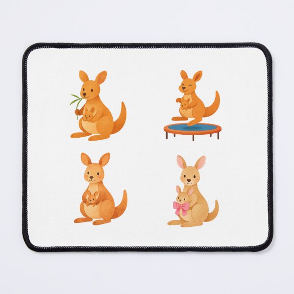 Item preview, Cute Watercolor Kangaroo & Baby Sticker Pack – 4 Adorable Kawaii Kangaroo Mom and Joey Designs Set designed and sold by BeaMiciaDoodles.