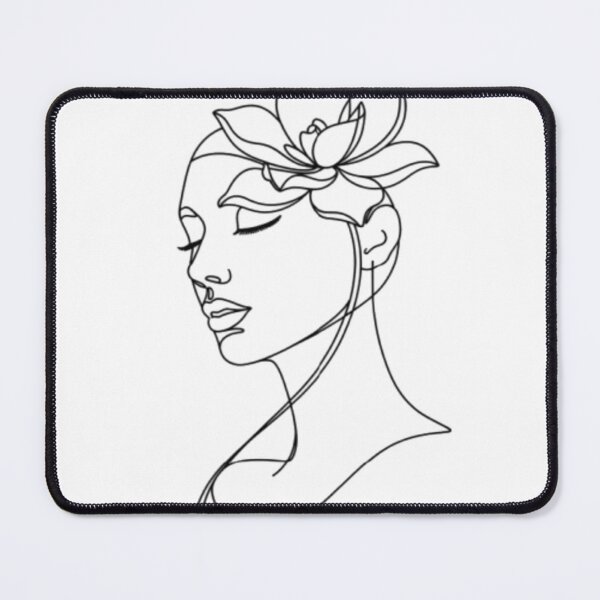 Item preview, Minimalist Line Art Woman with Hibiscus Flower Aesthetic designed and sold by DesigneArt24.