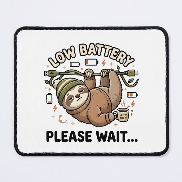 Item preview, Funny Sloth Coffee Shirt – Low Battery Meme Design designed and sold by relso.