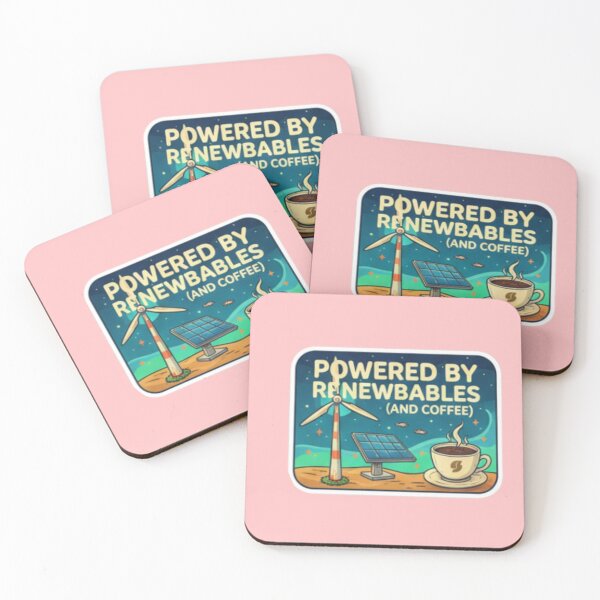 Item preview, powered by renewbables and coffee Sticker designed and sold by happyshirt27.