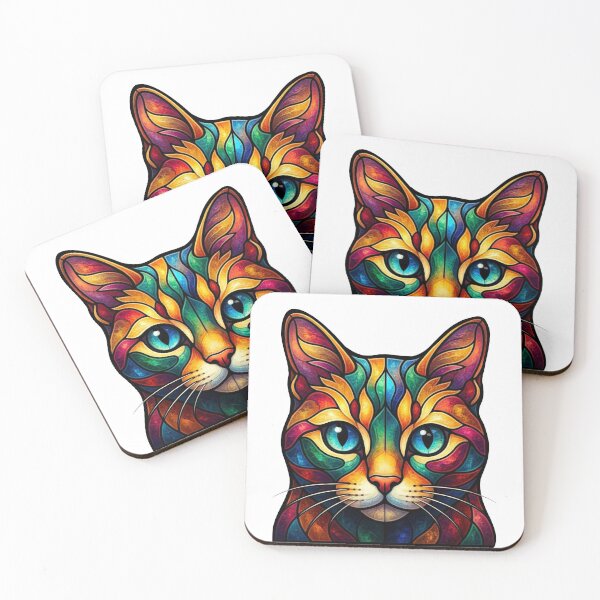 Item preview, Vibrant Mosaic Cat Face designed and sold by BlackCat Vibe.