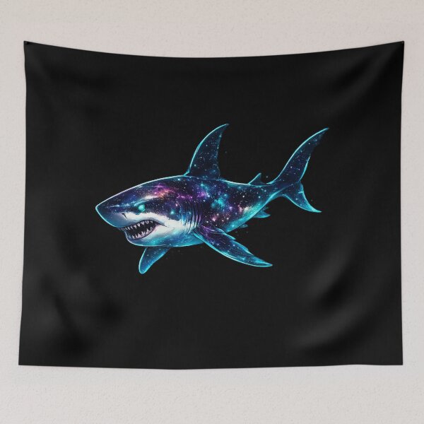 Item preview, Neon Cosmic Great White Shark Space Aesthetic designed and sold by redsharkuk.