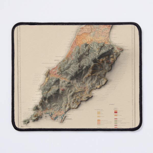 Item preview, 1913 Isle of Man Relief Map digitally-rendered designed and sold by ThinkAboutMaps.