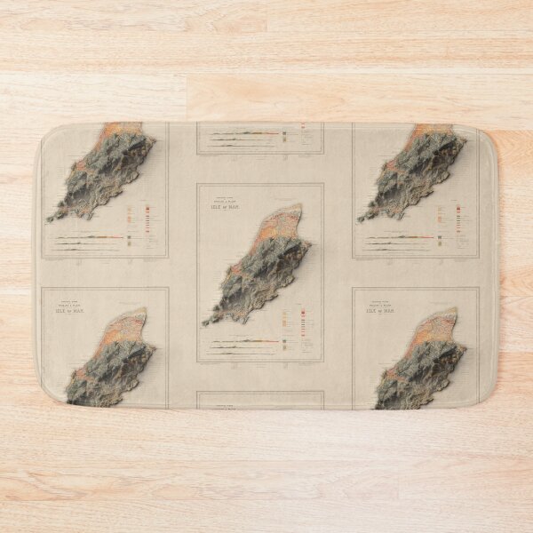 Item preview, 1913 Isle of Man Relief Map digitally-rendered designed and sold by ThinkAboutMaps.