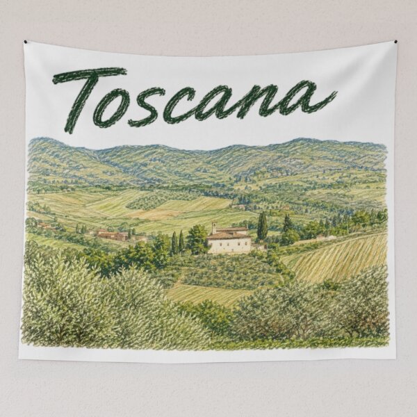 Item preview, Tuscan landscape in colored pencil style designed and sold by JOANNASKAH.