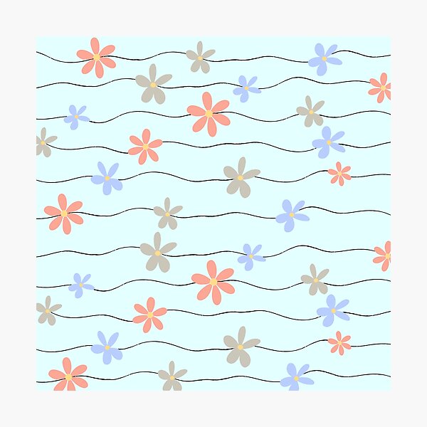 Artikelvorschau, Blumenmuster auf blauem 2 entworfen und verkauft von EnvyExpressions.