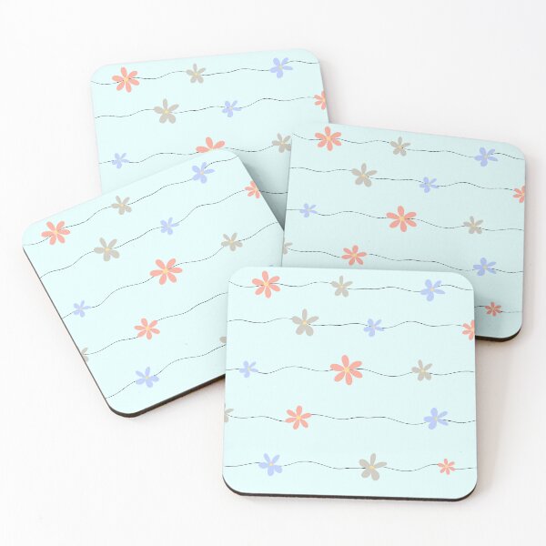 Item preview, Flower lines on blue designed and sold by EnvyExpressions.