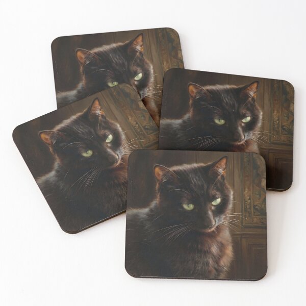 Item preview, Black Cat Renaissance Oil Portrait designed and sold by MoonPurrStudio.