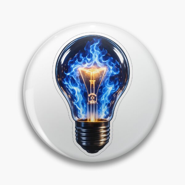 Item preview,  Mind on Fire Lightbulb — Neurodivergent Art — Creative Brain — Blue Flame Sticker designed and sold by NeurOriginal.