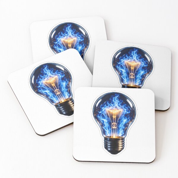 Item preview,  Mind on Fire Lightbulb — Neurodivergent Art — Creative Brain — Blue Flame Sticker designed and sold by NeurOriginal.