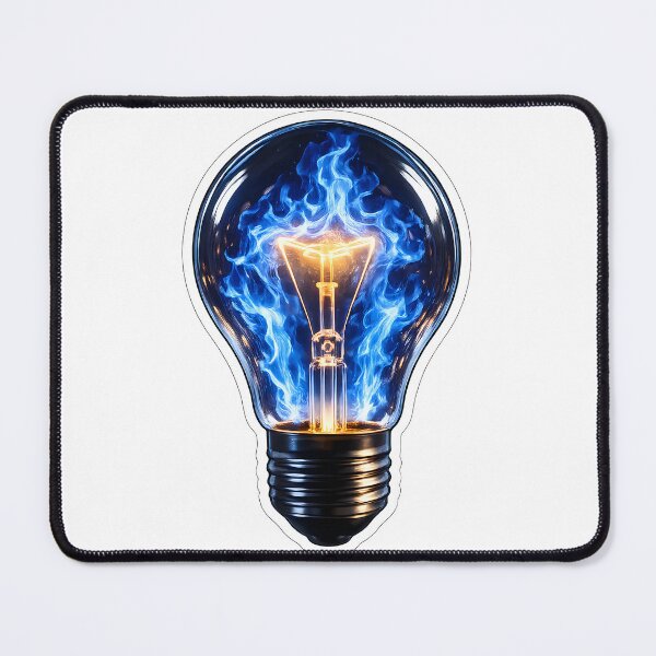 Item preview,  Mind on Fire Lightbulb — Neurodivergent Art — Creative Brain — Blue Flame Sticker designed and sold by NeurOriginal.