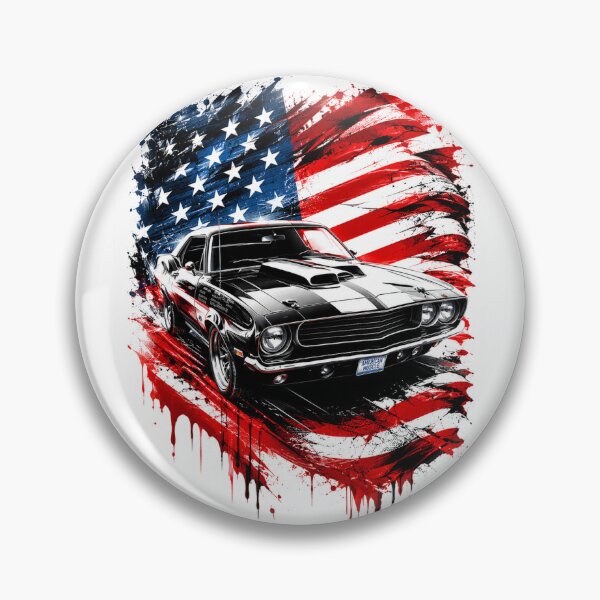 Item preview, Puissance Muscle Car Américaine – Voiture Classique Vintage avec Drapeau USA designed and sold by allin14fun.