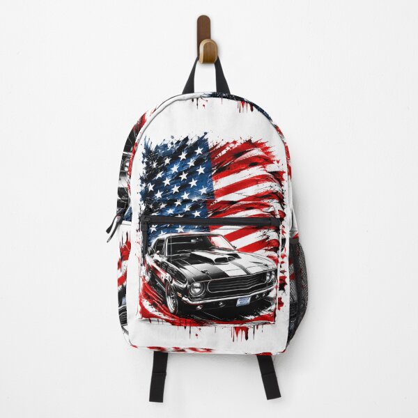 Item preview, American Muscle Car Power – Vintage Classic Car Art with USA Flag designed and sold by allin14fun.