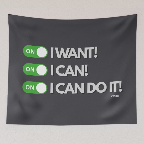 Item preview, Mindset Switched On: I Want, I Can, I Do - Motivational Tech Art designed and sold by re2m.