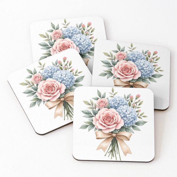 Item preview, Blue Hydrangea & Blush Rose Botanical Art – Tea‑Rose Studio  designed and sold by Shabby Script Archive | Digital Designer .