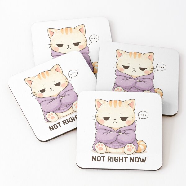 Item preview, Not Right Now Cat | Cute Kawaii Aesthetic | Introvert Boundaries Design designed and sold by The Mood Index.