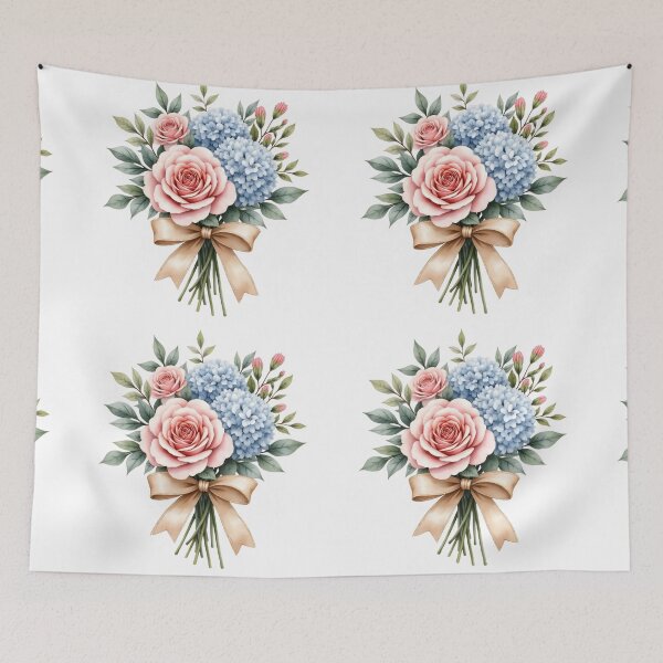 Item preview, Blue Hydrangea & Blush Rose Botanical Art – Tea‑Rose Studio  designed and sold by Shabby Script Archive | Digital Designer .