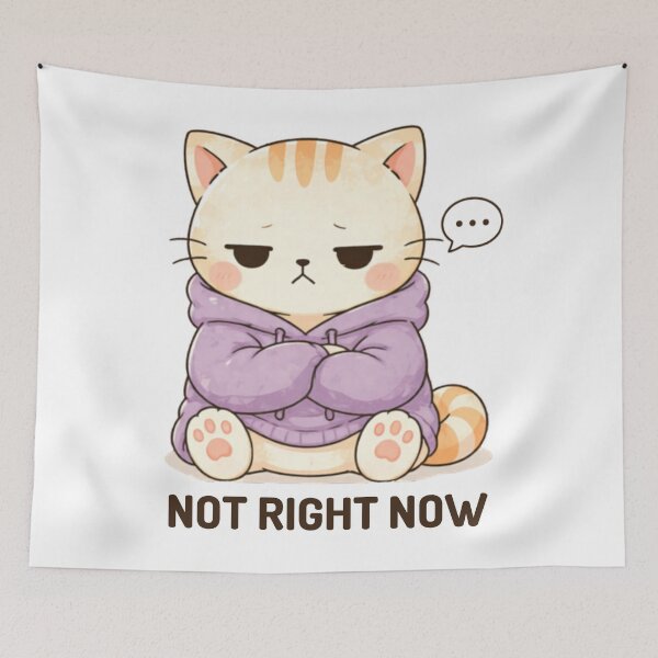 Item preview, Not Right Now Cat | Cute Kawaii Aesthetic | Introvert Boundaries Design designed and sold by The Mood Index.