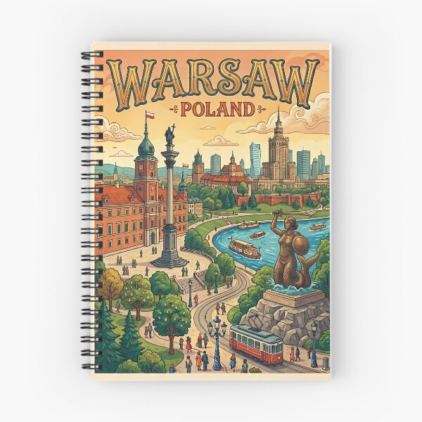 Item preview, Warsaw Poland Colorful Cityscape & Mermaid Monument Illustration designed and sold by Ar0undTheW0rld.