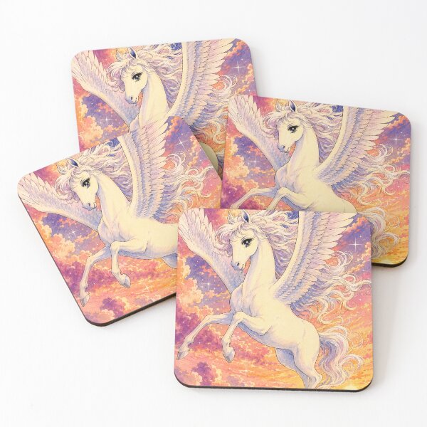 Item preview, Celestial White Pegasus in a Dreamy Sunset Sky | Fairycore Fantasy Watercolor Art designed and sold by Bara Lune Design .