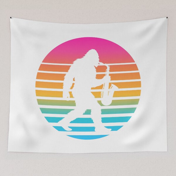 Artikelvorschau, Retro Bigfoot Saxophon Sonnenuntergang Minimales Design entworfen und verkauft von AnnSign.