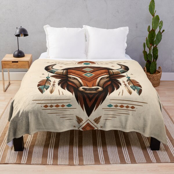 Item preview, Southwestern Buffalo Wall Art, Tribal Boho Bull Indigenous Inspired Print designed and sold by asudesign.
